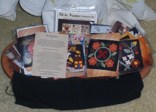 basket of wool quilt block kits