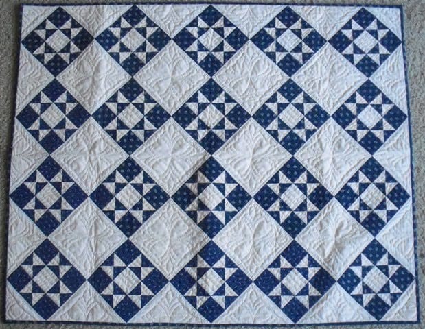 Blue and white quilt