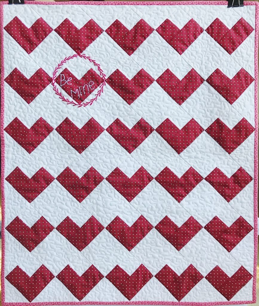 Red and white heart quilt 