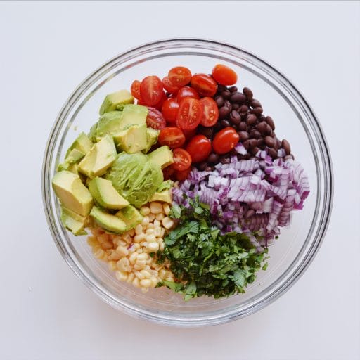 Cut up vegetables for salad