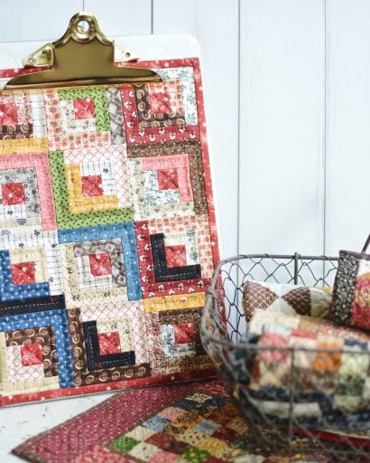 Colorful little log cabin quilt