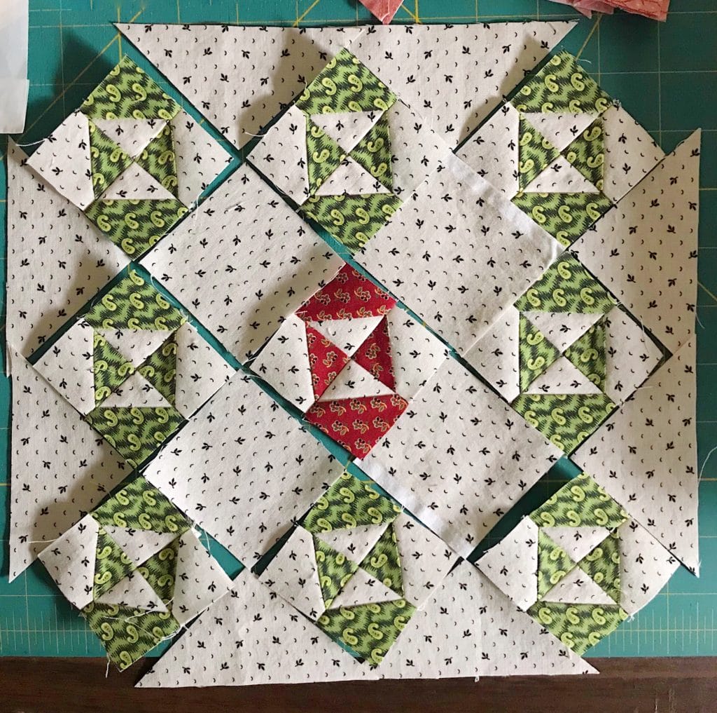 Hourglass quilt ready to sew together