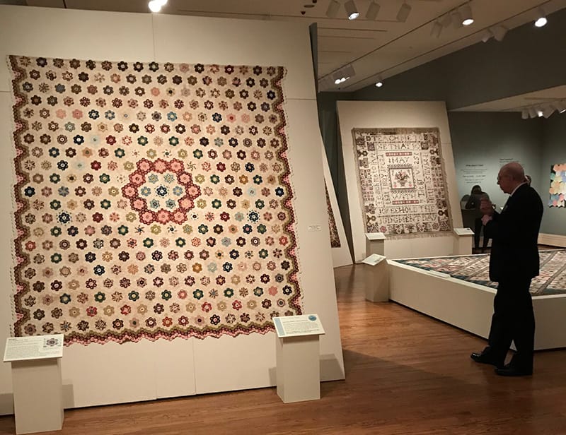 19th Century quilt on display at Elegant Geometry exhibit at Taft Museum