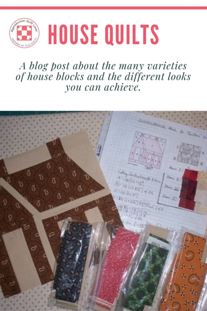 Traditional house block made from reproduction fabrics