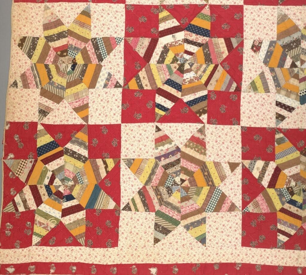 Strip pieces Spiderweb quilt