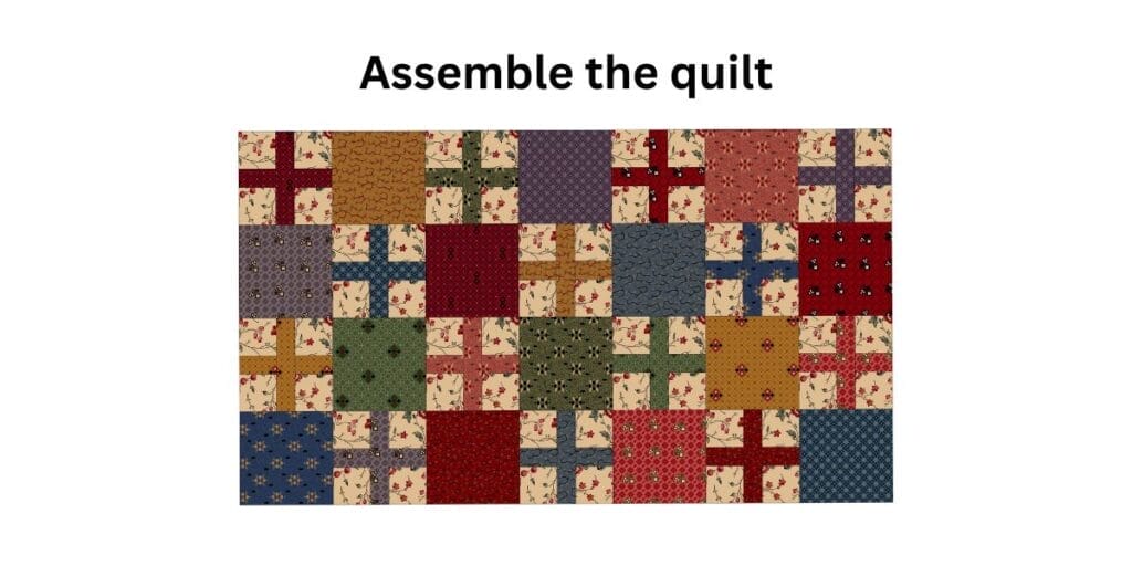 table runner quilt showing block assembly